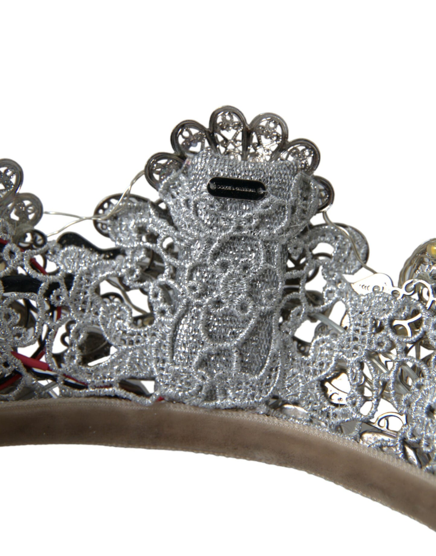 Dolce &amp; Gabbana Срібна латунь STRASS Crystal Crown Tiara Світлодіодна діадема