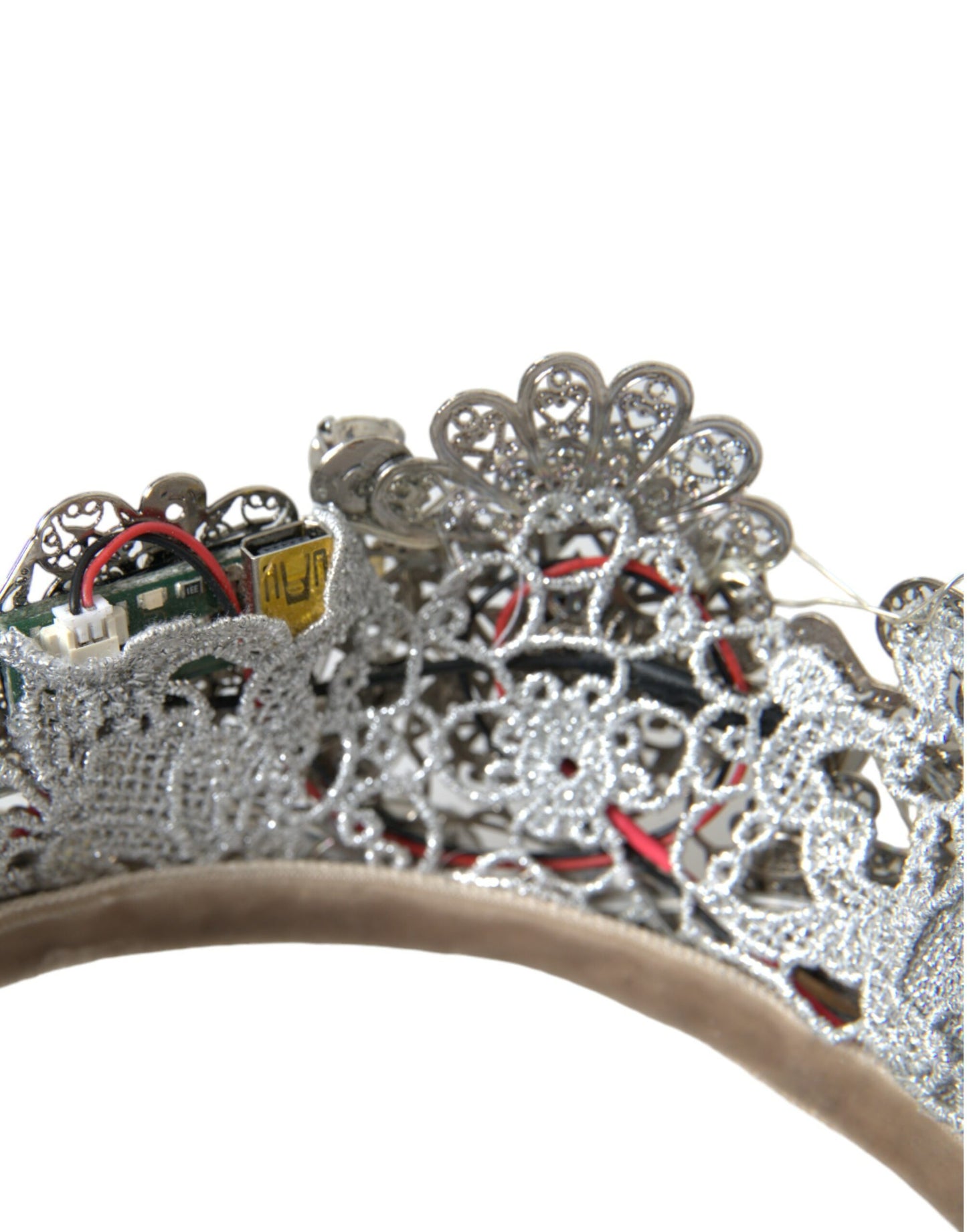 Dolce &amp; Gabbana Срібна латунь STRASS Crystal Crown Tiara Світлодіодна діадема