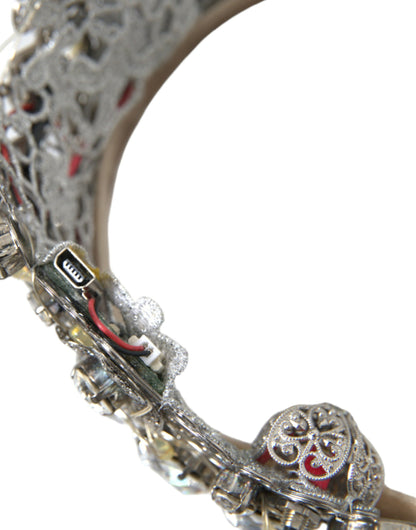 Dolce &amp; Gabbana Срібна латунь STRASS Crystal Crown Tiara Світлодіодна діадема
