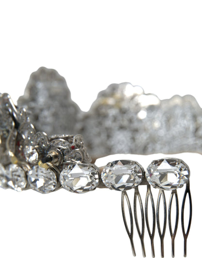 Dolce &amp; Gabbana Срібна латунь STRASS Crystal Crown Tiara Світлодіодна діадема
