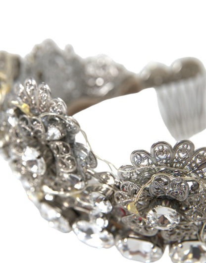 Dolce &amp; Gabbana Срібна латунь STRASS Crystal Crown Tiara Світлодіодна діадема