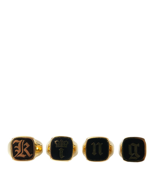 Dolce &amp; Gabbana Gold Brass KING Enamel Set із 4 каблучок