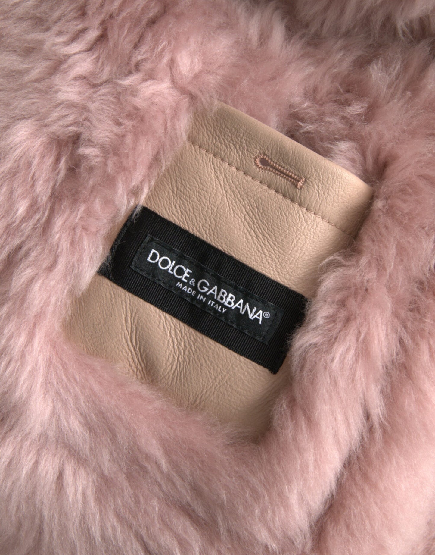 Куртка Dolce &amp; Gabbana, бежева, рожева, шкіряна дублянка