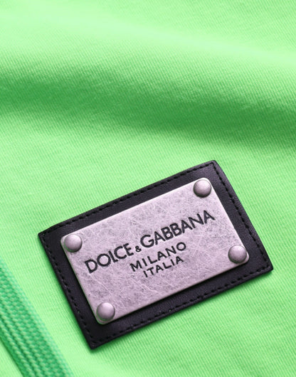 Неоновий зелений светр Dolce &amp; Gabbana з капюшоном і блискавкою