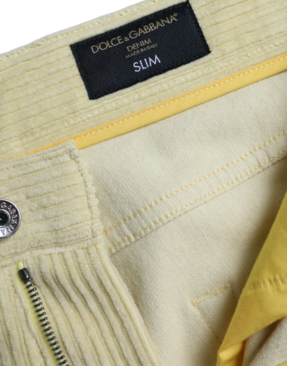 Вузькі джинси Dolce &amp; Gabbana з жовтого вельветового логотипу