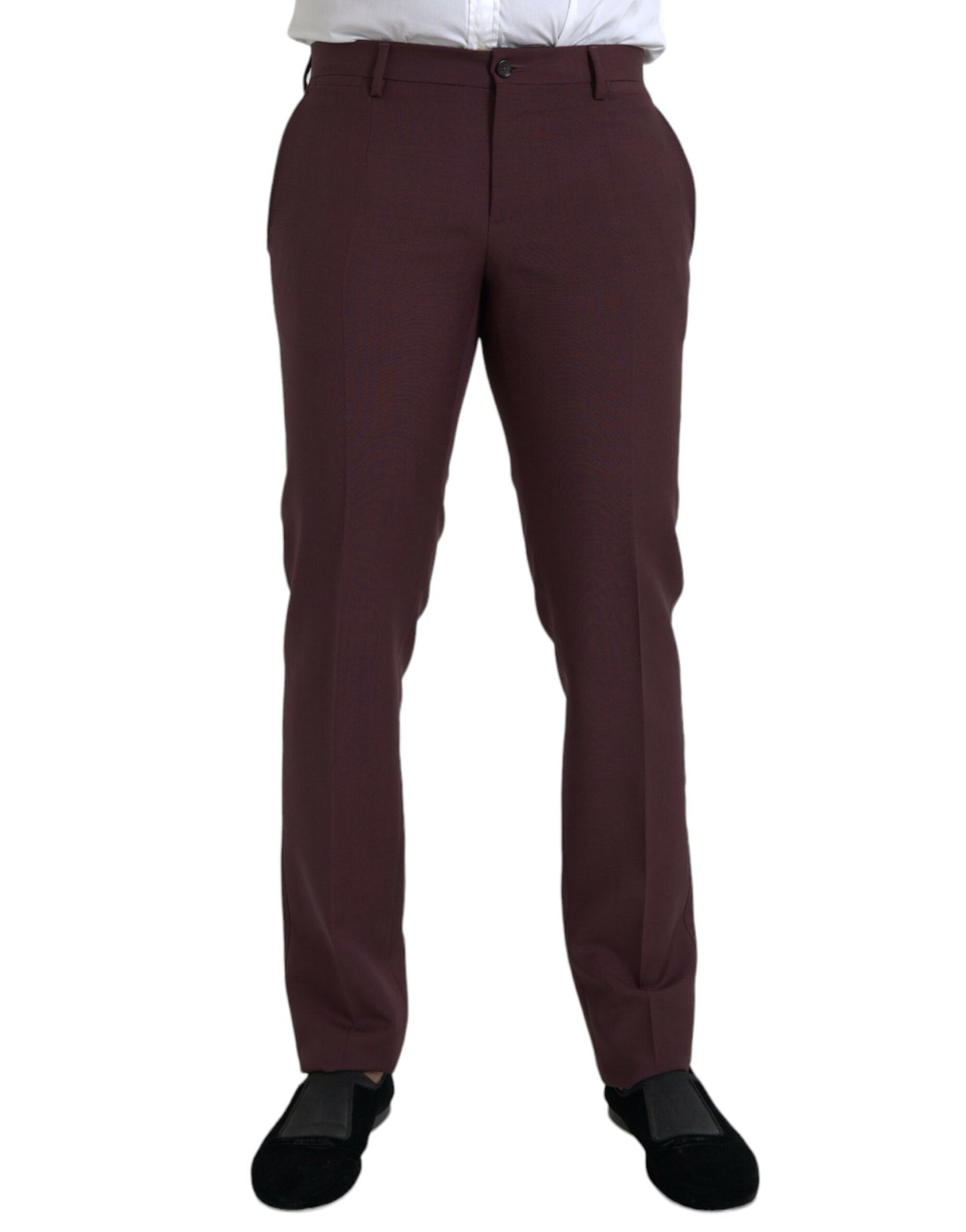 Вовняні бордові чоловічі штани Dolce &amp; Gabbana Slim Fit