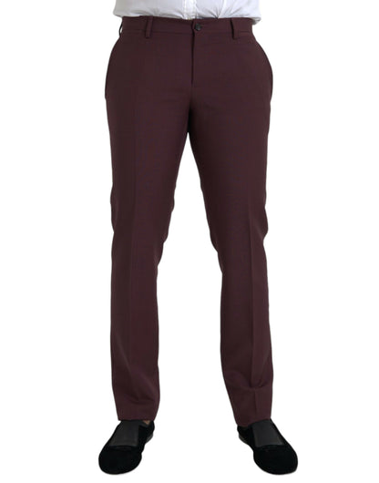 Вовняні бордові чоловічі штани Dolce &amp; Gabbana Slim Fit