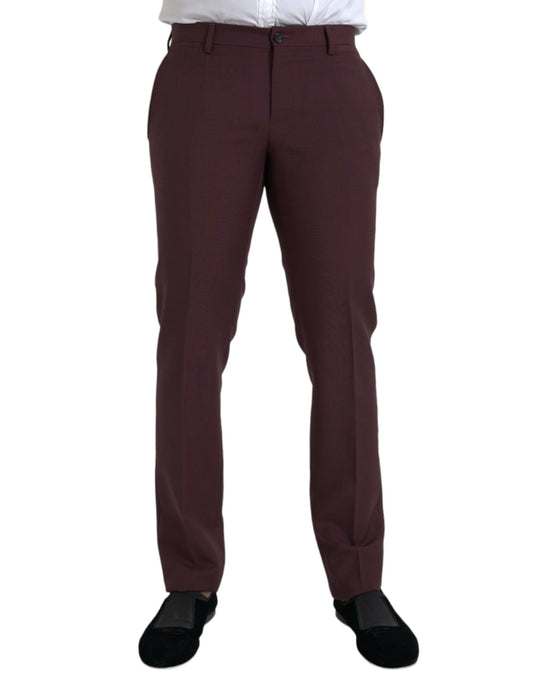 Вовняні бордові чоловічі штани Dolce &amp; Gabbana Slim Fit
