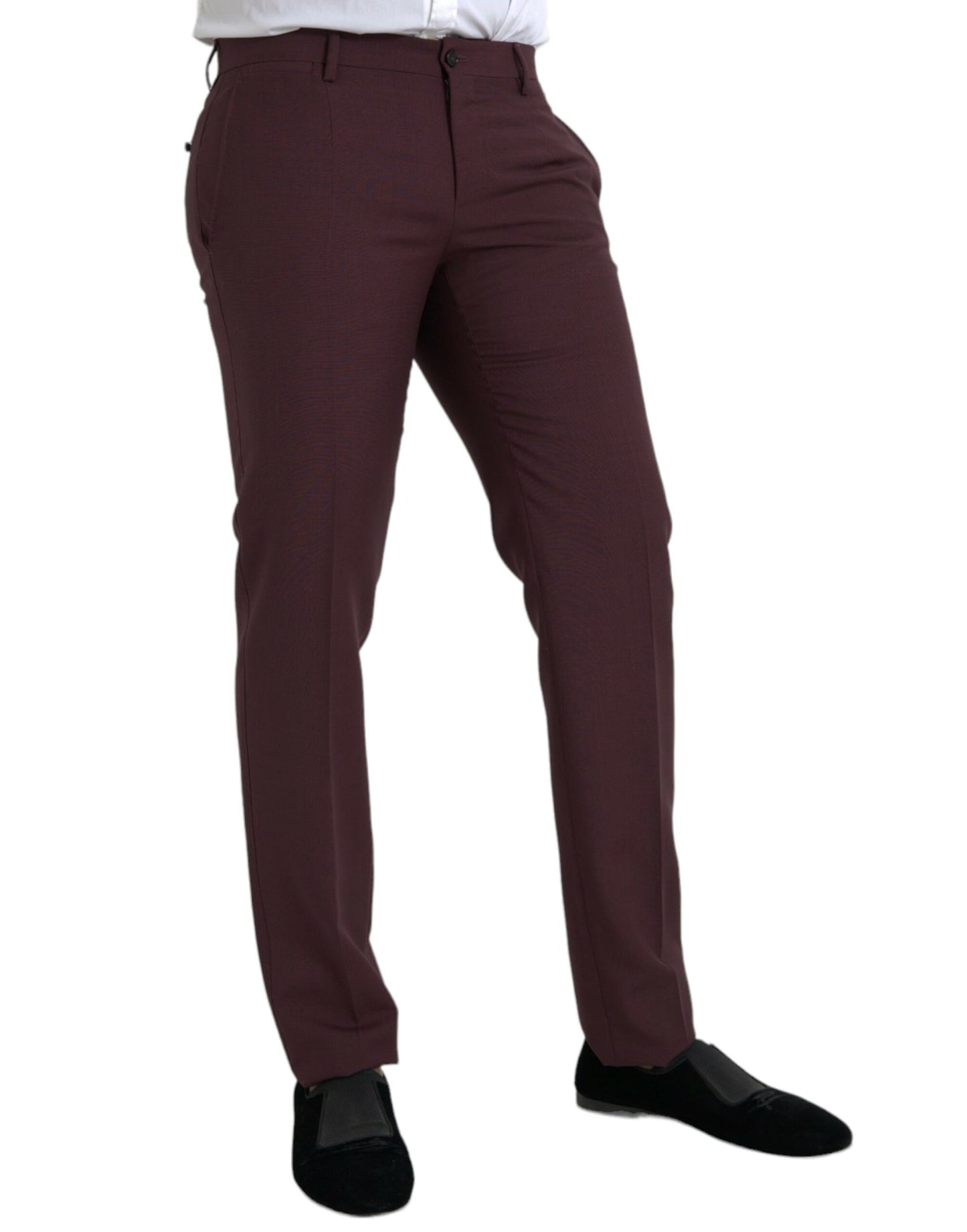 Вовняні бордові чоловічі штани Dolce &amp; Gabbana Slim Fit