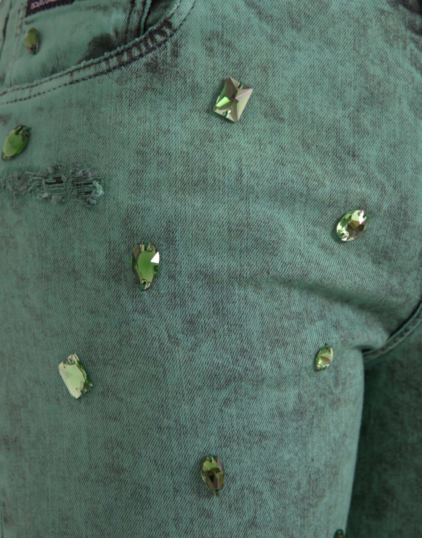 Бавовняні стрейч-слім джинси Dolce &amp; Gabbana Green Crystals