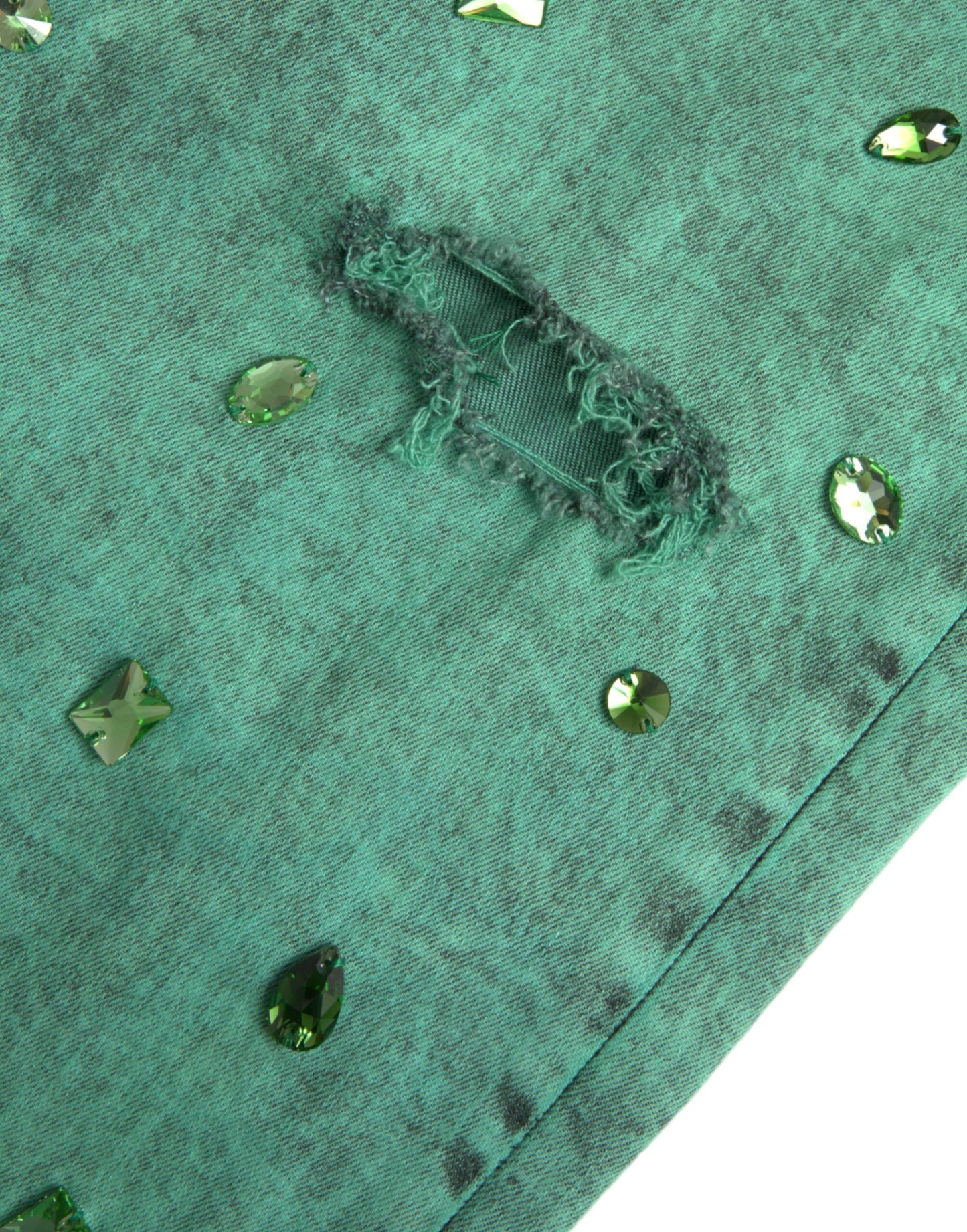 Бавовняні стрейч-слім джинси Dolce &amp; Gabbana Green Crystals