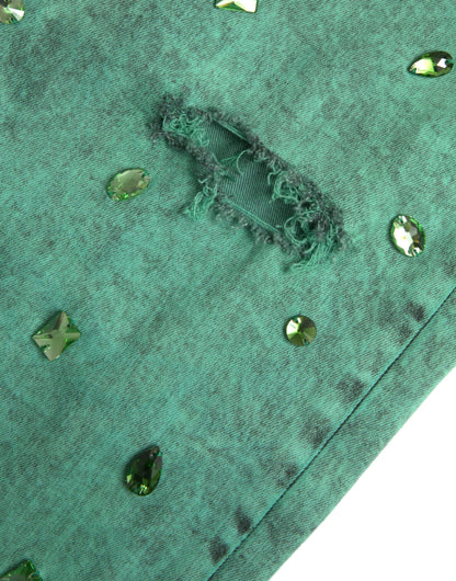 Бавовняні стрейч-слім джинси Dolce &amp; Gabbana Green Crystals