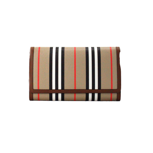 Шкіряна сумка Burberry Hannah Icon Stripe Archive Tan E-Canvas через плече