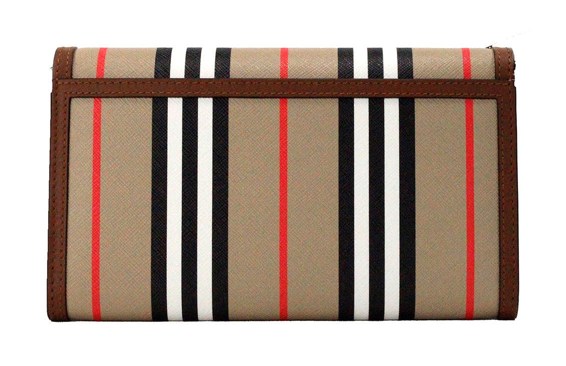Шкіряна сумка Burberry Hannah Icon Stripe Archive Tan E-Canvas через плече
