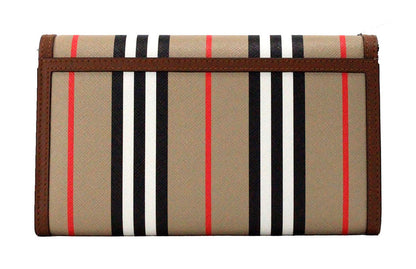 Шкіряна сумка Burberry Hannah Icon Stripe Archive Tan E-Canvas через плече
