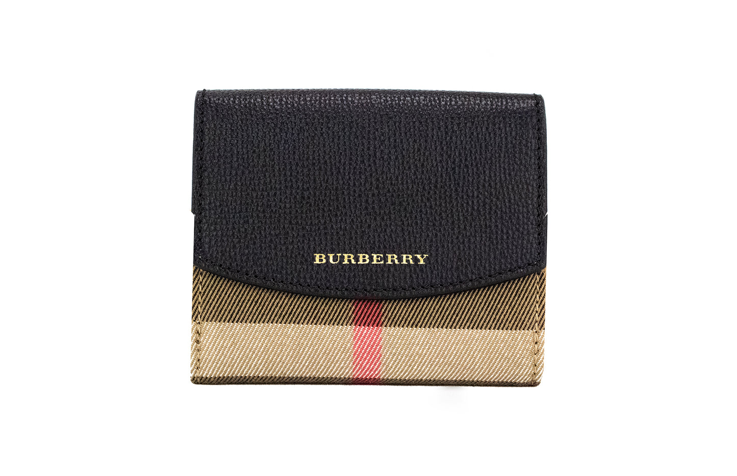 Гаманець Burberry Luna із чорної зернистої шкіри в клітку, полотняний мішечок для монет