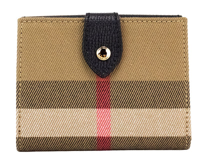 Гаманець Burberry Luna із чорної зернистої шкіри в клітку, полотняний мішечок для монет