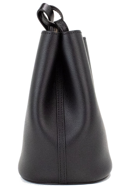Маленька чорна сумочка Burberry Lorne у клітці Pebble Leather Bucket