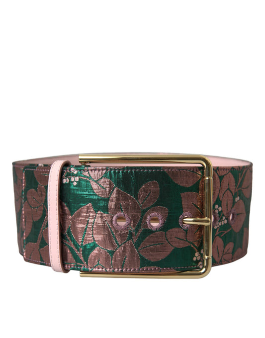 Різнокольоровий жаккардовий ремінь Dolce &amp; Gabbana із люрексом і золотою пряжкою
