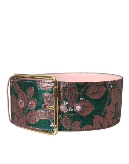 Різнокольоровий жаккардовий ремінь Dolce &amp; Gabbana із люрексом і золотою пряжкою