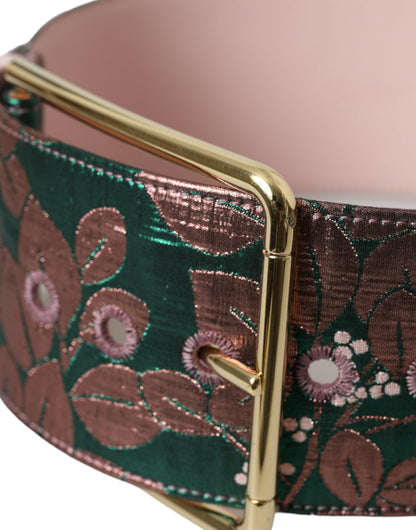 Різнокольоровий жаккардовий ремінь Dolce &amp; Gabbana із люрексом і золотою пряжкою