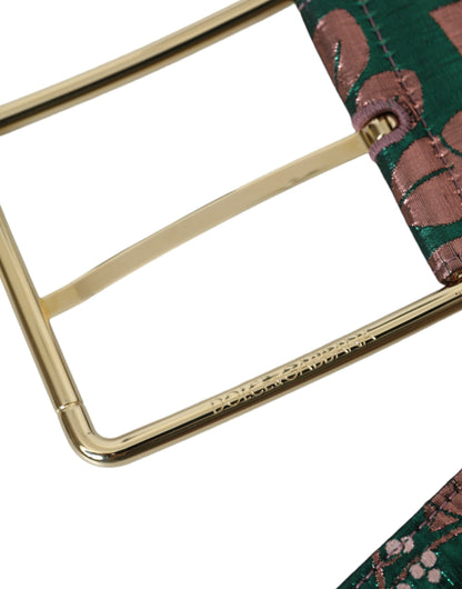Різнокольоровий жаккардовий ремінь Dolce &amp; Gabbana із люрексом і золотою пряжкою