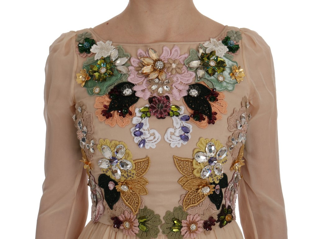 Елегантна шовкова максі-сукня з квітковою вишивкою Dolce &amp; Gabbana