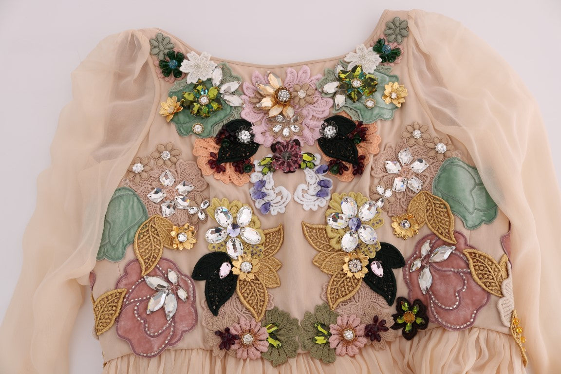 Елегантна шовкова максі-сукня з квітковою вишивкою Dolce &amp; Gabbana