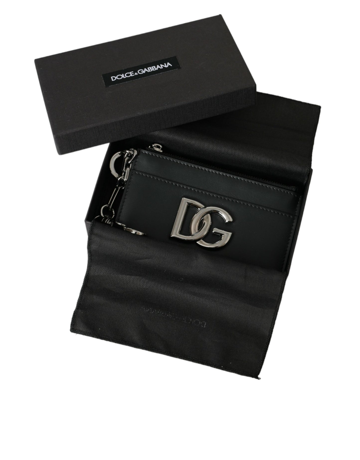 Чоловічий гаманець із чорною телячою шкірою DG з логотипом Dolce &amp; Gabbana