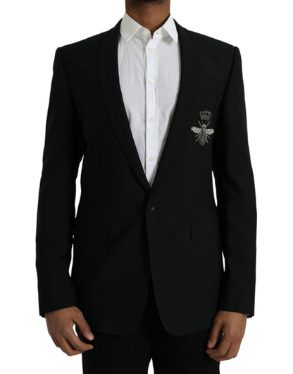 Однобортний піджак Dolce &amp; Gabbana Black Crown Bee MARTINI