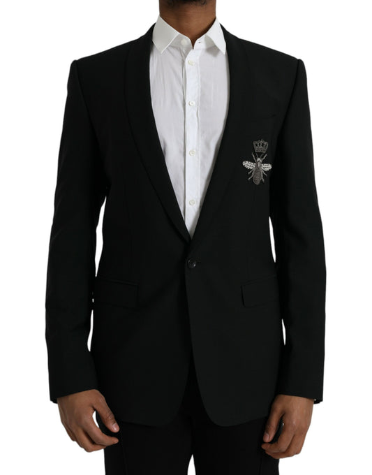 Однобортний піджак Dolce &amp; Gabbana Black Crown Bee MARTINI