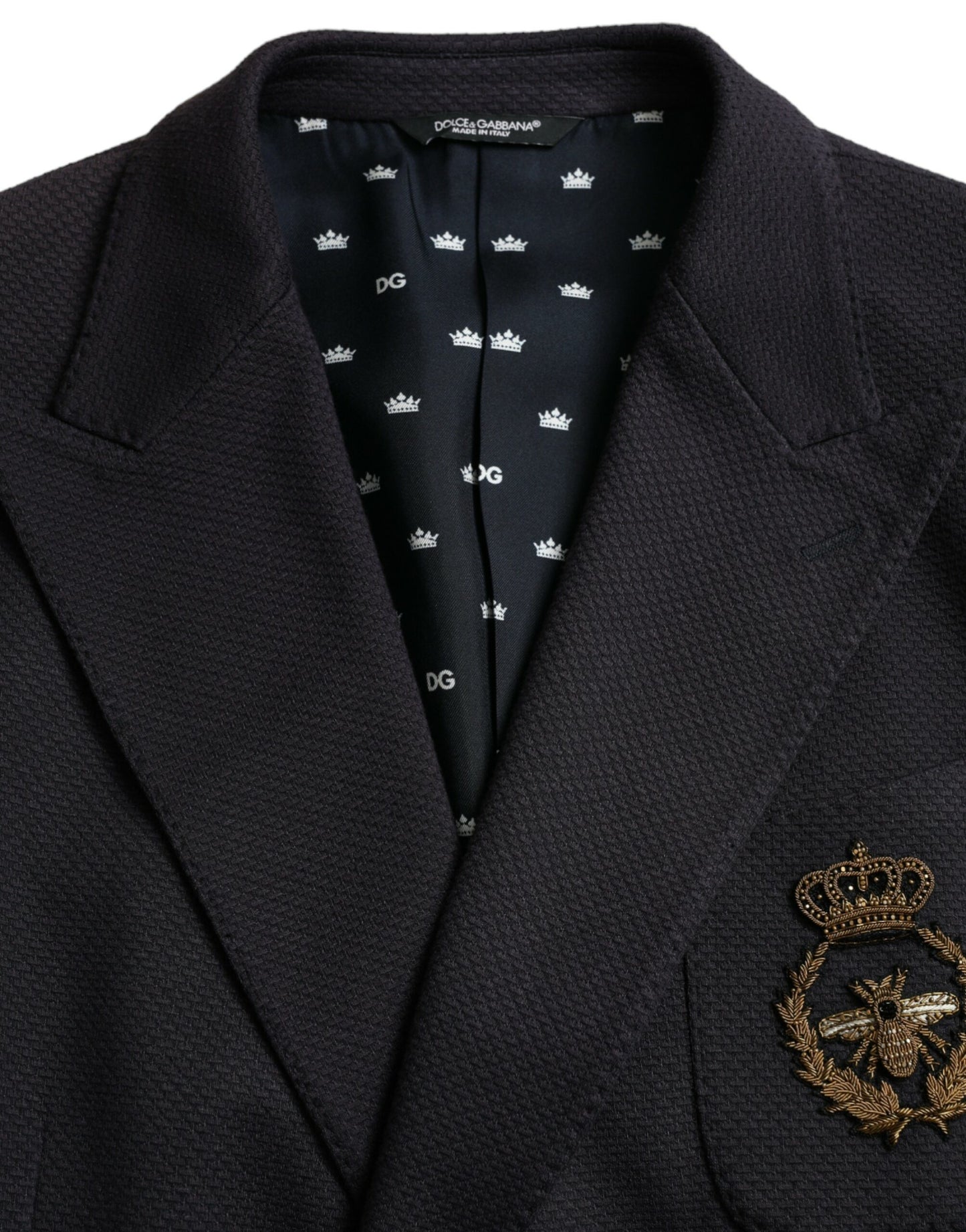 Двобортний піджак Dolce &amp; Gabbana Dark Blue Crown Bee