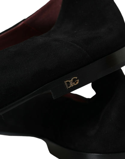 Чорні замшеві лофери Dolce &amp; Gabbana, офіційні туфлі без шнурівки