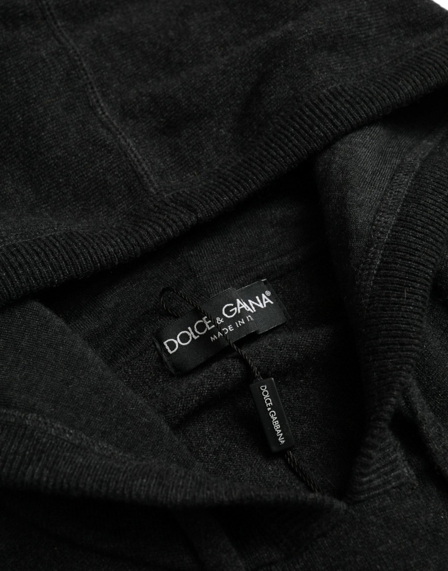 Темно-сірий кашеміровий пуловер з капюшоном Dolce &amp; Gabbana