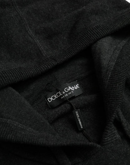 Темно-сірий кашеміровий пуловер з капюшоном Dolce &amp; Gabbana
