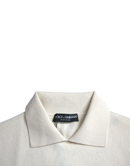Футболка Dolce &amp; Gabbana White DG з коміром і сорочкою на пуговицах