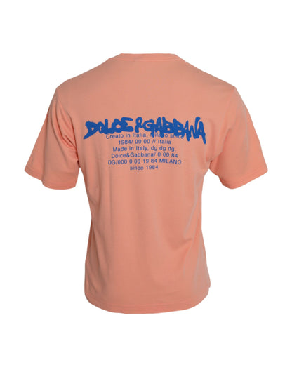 Футболка Dolce &amp; Gabbana Coral Cotton з коротким рукавом і принтом логотипу