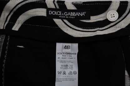 Розкішні чорно-білі лляні шорти з малюнком Dolce &amp; Gabbana