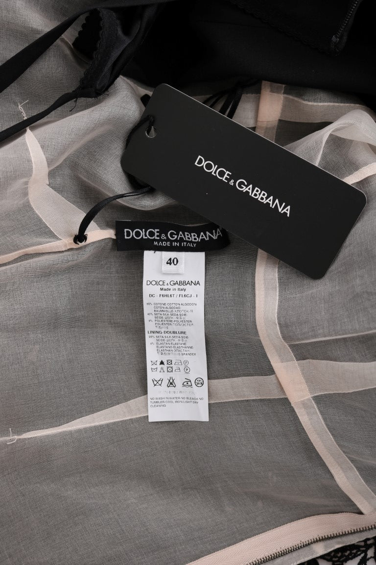 Елегантна чорна довга довга сукня Dolce &amp; Gabbana з квітковою аплікацією