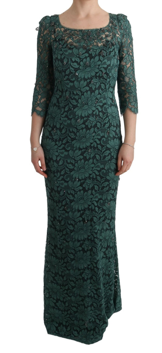 Елегантна зелена сукня-футляр із оздобленням кришталем Dolce &amp; Gabbana