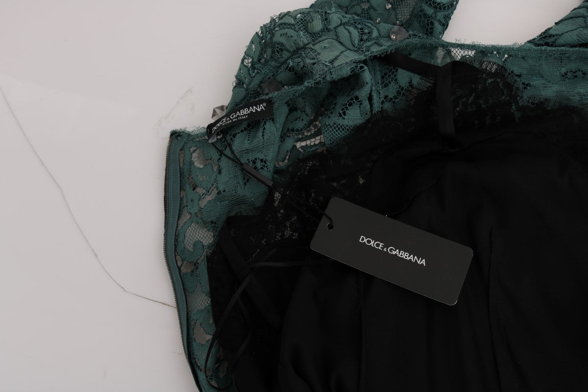 Елегантна зелена сукня-футляр із оздобленням кришталем Dolce &amp; Gabbana