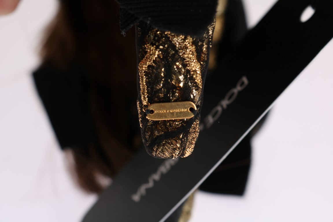 Пов'язка на голову Dolce &amp; Gabbana із золотисто-коричневою діадемою, прикрашена кристалами