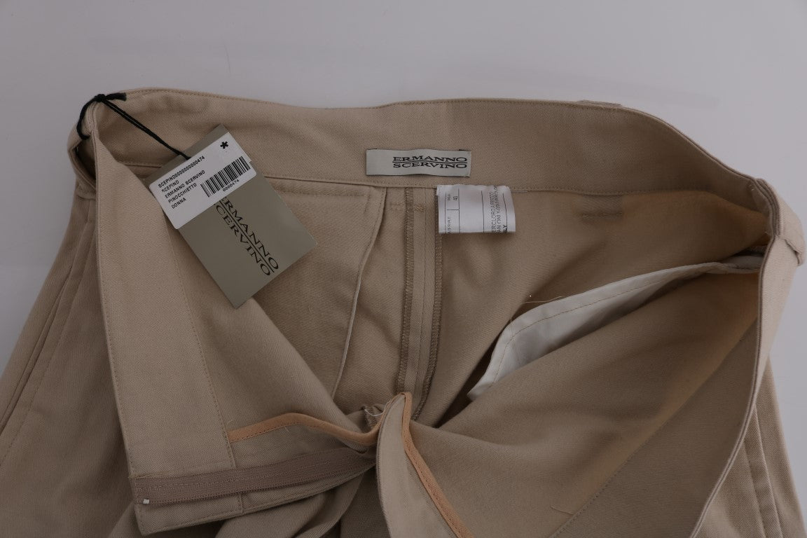 Бежеві укорочені штани Ermanno Scervino Chic - стандартного крою, елегантність