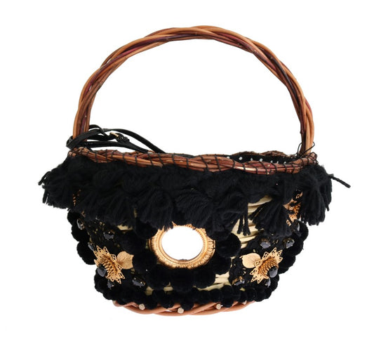 Сумка-відро Dolce &amp; Gabbana Chic Beige &amp; Black Straw Snakeskin