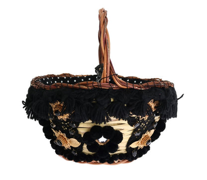 Сумка-відро Dolce &amp; Gabbana Chic Beige &amp; Black Straw Snakeskin