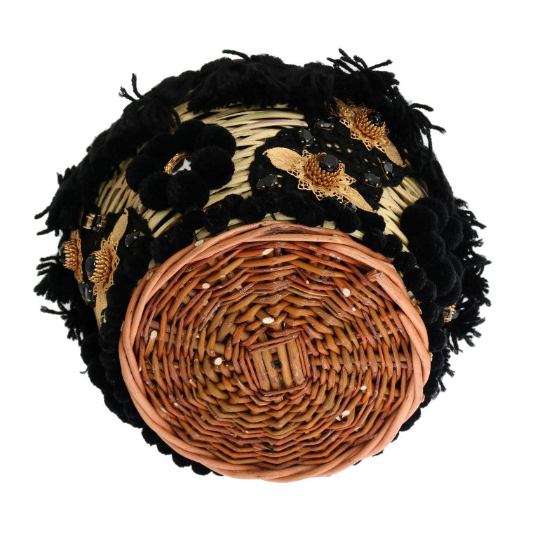 Сумка-відро Dolce &amp; Gabbana Chic Beige &amp; Black Straw Snakeskin