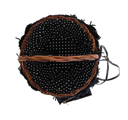 Сумка-відро Dolce &amp; Gabbana Chic Beige &amp; Black Straw Snakeskin