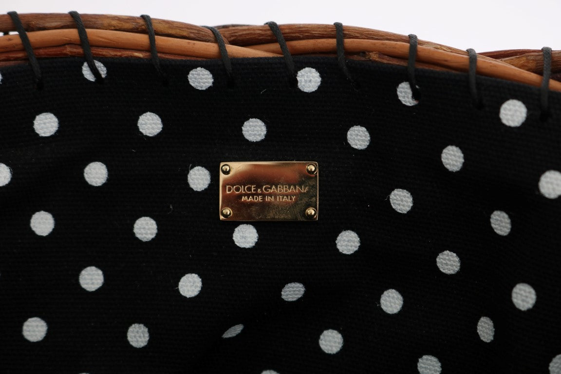 Сумка-відро Dolce &amp; Gabbana Chic Beige &amp; Black Straw Snakeskin