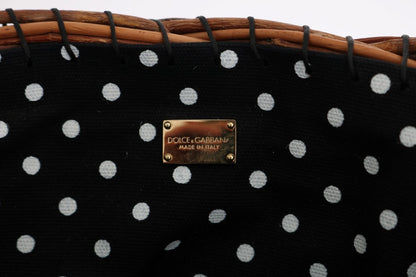 Сумка-відро Dolce &amp; Gabbana Chic Beige &amp; Black Straw Snakeskin