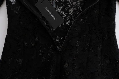 Чорна мереживна сукня Dolce &amp; Gabbana з квітковою вишивкою кольору ромашки